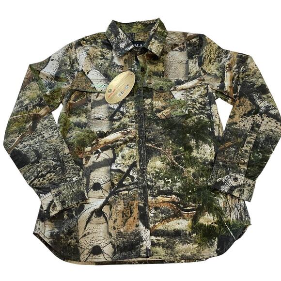 Camouflage, NWT, Ladies Nomad Mossy Oak, Long Sleeve Button Up, Small - Picture 1 of 5
